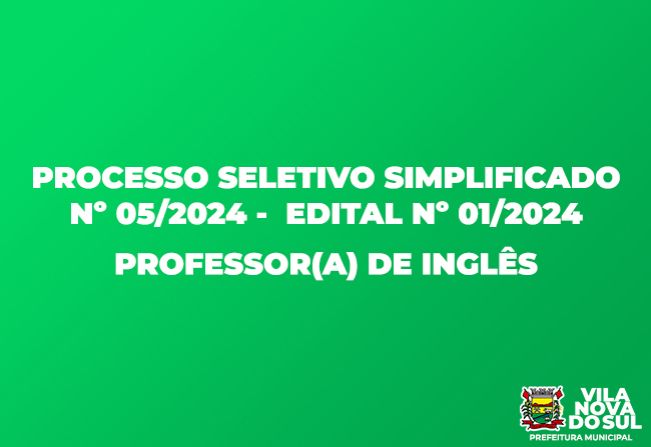 PROCESSO SELETIVO PARA PROFESSOR DE INGLÊS